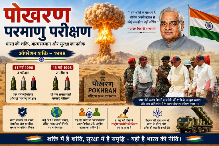 पोखरण परमाणु परीक्षण: भारत की वैज्ञानिक शक्ति और आत्मसम्मान का ऐतिहासिक क्षण
