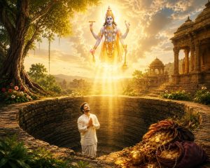 सच्ची भक्ति का फल – कुएं में भगवान के दर्शन करते हुए भक्त की प्रेरणादायक धार्मिक कथा