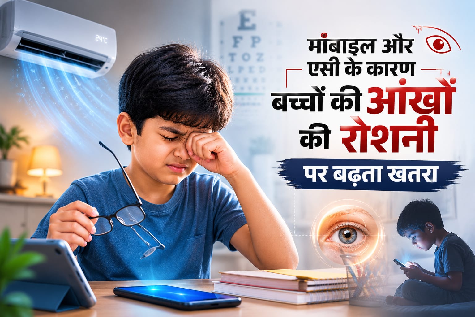 मोबाइल और एसी के कारण बच्चों की आंखों की रोशनी पर बढ़ता खतरा
